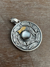 Load image into Gallery viewer, Silver fish parable pendant with abalone