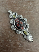 Load image into Gallery viewer, Cloisonné and Vesuvianite Crystal Pendant.