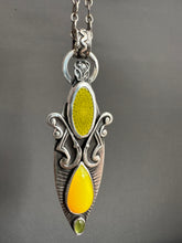 Load image into Gallery viewer, Rare yellow rosarita and enamel pendant