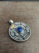 Load image into Gallery viewer, Silver fish parable pendant with lapis