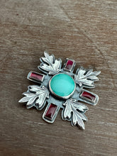 Load image into Gallery viewer, Turquoise and Garnet Leaf Medallion
