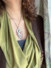 Load image into Gallery viewer, Millefiori and garnets Sacred Heart pendant