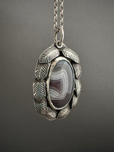 Load image into Gallery viewer, Botswana agate and feathers pendant