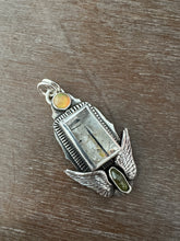 Load image into Gallery viewer, Quartz wing necklace with vesuvianite crystal