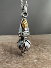 Load image into Gallery viewer, Vintage crystal dragon egg and torch medallion