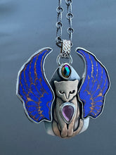 Load image into Gallery viewer, Regal cat with enameled wings.