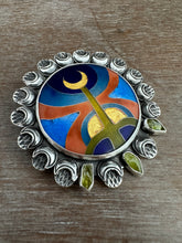 Load image into Gallery viewer, Cloisonné glass enamel with vesuvianite crystals