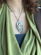 Load image into Gallery viewer, Millefiori and garnets Sacred Heart pendant