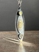 Load image into Gallery viewer, Opal and herkimer quartz with 23k gold keum boo pendant o