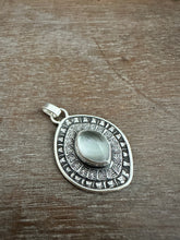 Load image into Gallery viewer, Layered silver and mother of pearl eye pendant
