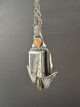 Load image into Gallery viewer, Quartz wing necklace with vesuvianite crystal