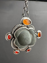 Load image into Gallery viewer, Fairy stone Pendant/Brooch with carnelian, kyanite, and citrine