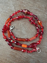 Load image into Gallery viewer, Vintage glass bead silk knotted necklace in reds