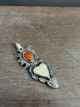 Load image into Gallery viewer, Fossilized Walrus Tusk and Montana agate Sacred Heart