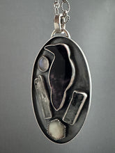 Load image into Gallery viewer, Amethyst sage agate raven and crystal Necklace