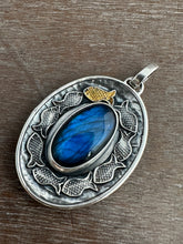 Load image into Gallery viewer, Silver fish parable pendant with labradorite