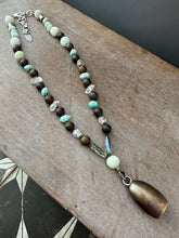 Load image into Gallery viewer, Handmade Bronze Bell on Hand Knotted Silk Beaded (short necklace)