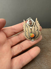Load image into Gallery viewer, Opal and Red Labradorite Wing Necklace