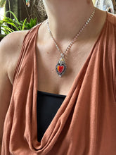 Load image into Gallery viewer, Orange rosarita Sacred Heart pendant