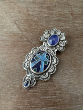 Load image into Gallery viewer, Cloisonné glass enamel with tanzanite and kyanite