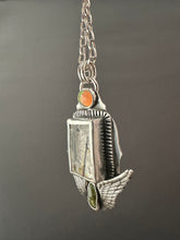 Load image into Gallery viewer, Quartz wing necklace with vesuvianite crystal