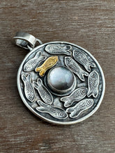 Load image into Gallery viewer, Silver fish parable pendant with abalone