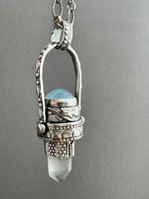Load image into Gallery viewer, Quartz crystal and aquamarine medallion