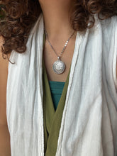 Load image into Gallery viewer, Silver fish parable pendant with abalone