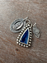 Load image into Gallery viewer, Our Lady of Guadalupe charm set with kyanite window