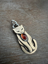 Load image into Gallery viewer, Bronze Kitty pet with Garnet
