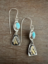 Load image into Gallery viewer, Turquoise and Tiny Leaves earrings