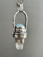 Load image into Gallery viewer, Quartz crystal and aquamarine medallion
