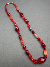 Load image into Gallery viewer, Vintage glass bead silk knotted necklace in reds