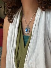Load image into Gallery viewer, Silver fish parable pendant with labradorite