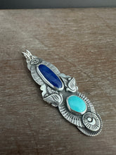 Load image into Gallery viewer, Lapis and turquoise bird medallion