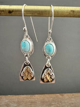 Load image into Gallery viewer, Turquoise and Tiny Leaves earrings