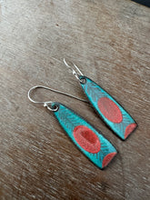 Load image into Gallery viewer, Blue and red enamel earrings