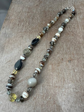 Load image into Gallery viewer, Vintage glass bead silk knotted necklace in neutrals