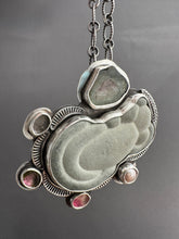 Load image into Gallery viewer, Fairy stone Pendant/Brooch with tourmalines and a pearl