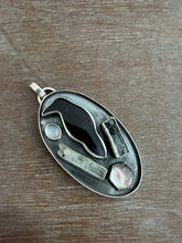 Load image into Gallery viewer, Amethyst sage agate raven and crystal Necklace