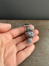 Load image into Gallery viewer, Vintage crystal and Blue Chalcedony dragon egg medallion