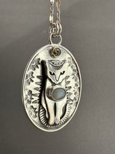 Load image into Gallery viewer, Jewel Cat with Grey Moonstone and Brown Tourmaline