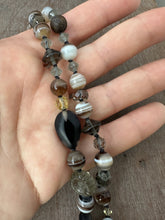 Load image into Gallery viewer, Vintage glass bead silk knotted necklace in neutrals