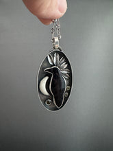 Load image into Gallery viewer, Amethyst sage agate raven and moon Necklace