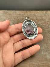 Load image into Gallery viewer, Double sided Jewel owl with cacoxenite