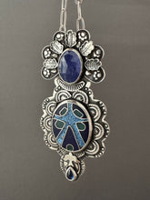 Load image into Gallery viewer, Cloisonné glass enamel with tanzanite and kyanite