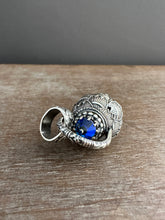 Load image into Gallery viewer, Vintage crystal and Blue Chalcedony dragon egg medallion