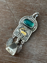 Load image into Gallery viewer, Golden Wandering Deer with handmade bell and Flourite