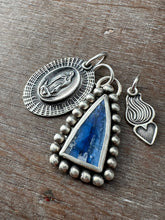 Load image into Gallery viewer, Our Lady of Guadalupe charm set with kyanite window