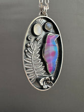 Load image into Gallery viewer, Aurora borealis raven necklace